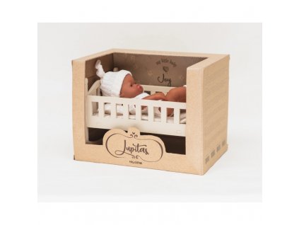 Drevená kolíska Lupitas s bábikou Joy v bielej farbe