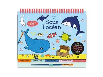 AUZOU Notes s 15 obrázkami na maľovanie vodou OCEÁN – blok s vodnou fixkou