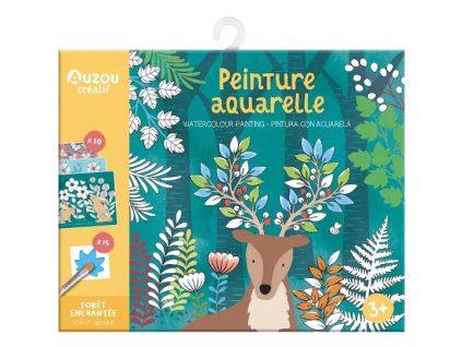 AUZOU maľovacie obrázky s farbami Lesné zvieratká – kreatívna sada