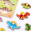 Drevené vkladacie puzzle Dinosaury  Drevené puzzle s úchytkami, 9 dinosaurov