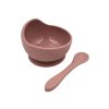 Ružová silikónová miska s prísavkou a samostatná detská lyžička