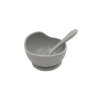 Sivá silikónová miska s prísavkou a detskou lyžičkou Baby in World