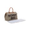 Taška Mommy Bag Canvas Khaki s rozloženou prebaľovacou podložkou