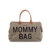 Taška Mommy Bag Canvas Khaki s koženými rúčkami – detail