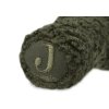 Detail mäkkej hrkálky Teddy Leaf green Jollein s vyšitým písmenom J