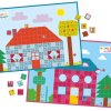 Magnetická hra Domčeky – plagát a farebné magnetické dieliky na skladanie domov