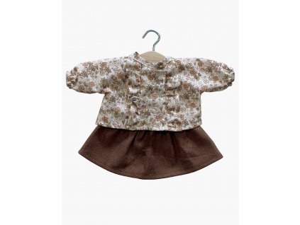 Collection Minikane poupee gordis nouveautes automne hiver 2021 ensemble lili automne jupe marron fonce en coton