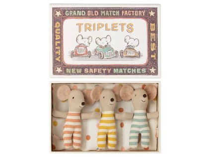 Maileg myší miminka v krabičce od sirek - trojčátka