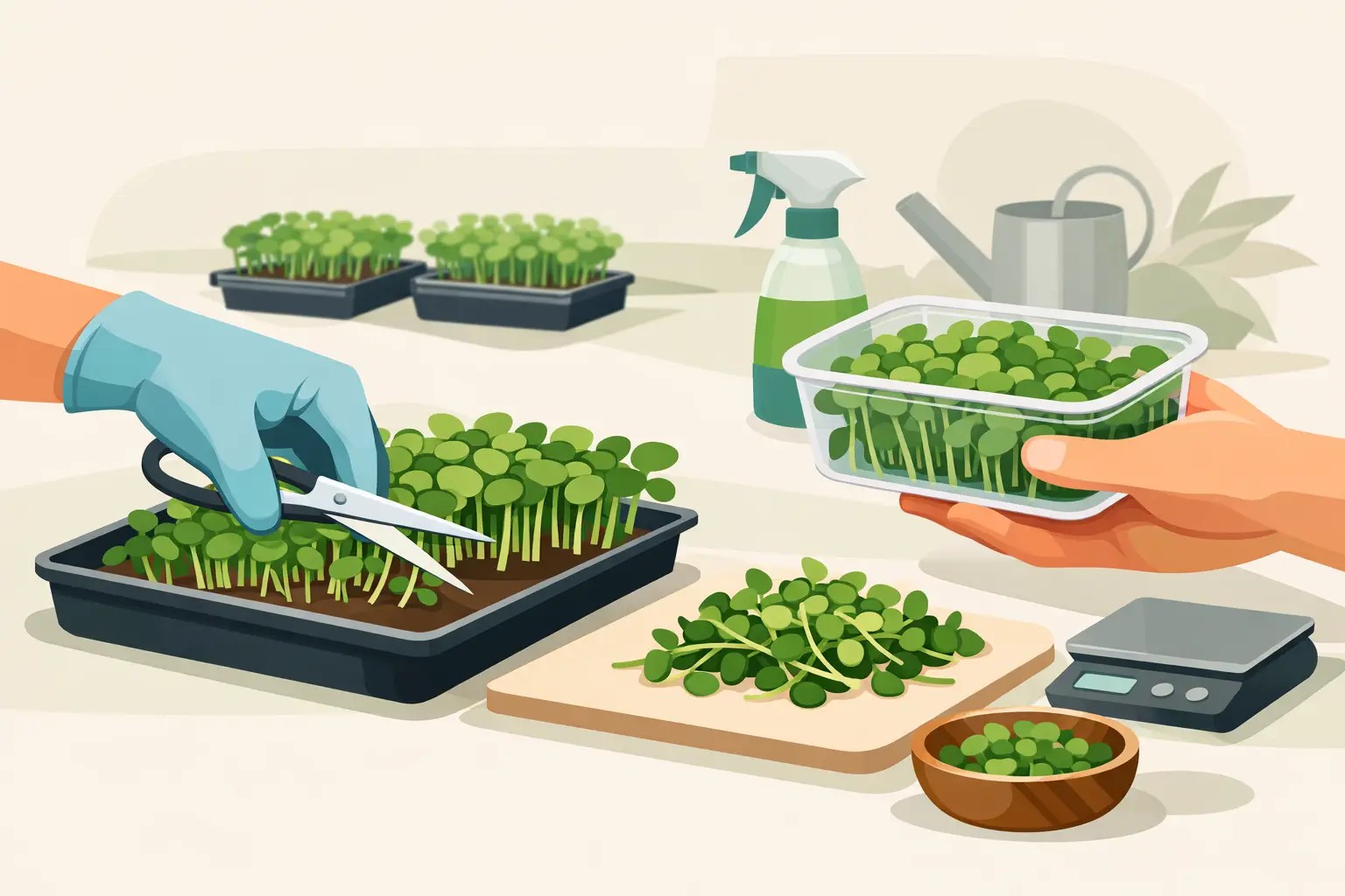 Jak sklízet microgreens správně bez ztrát