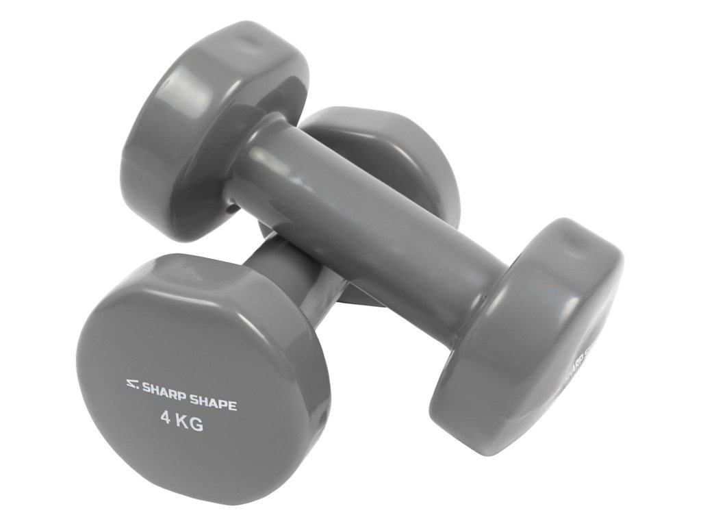 Vinyl dumbbells 2 x 4 kg gray Sharp Shape