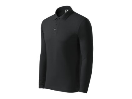 Pique Polo LS-ebony gray