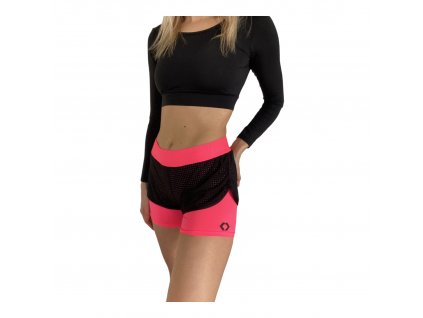Women´s 2-in-1 shorts MALKY black - with pink inner layer