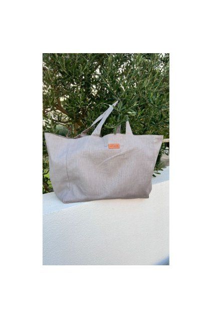 Lněná MAXI taška tmavě šedá