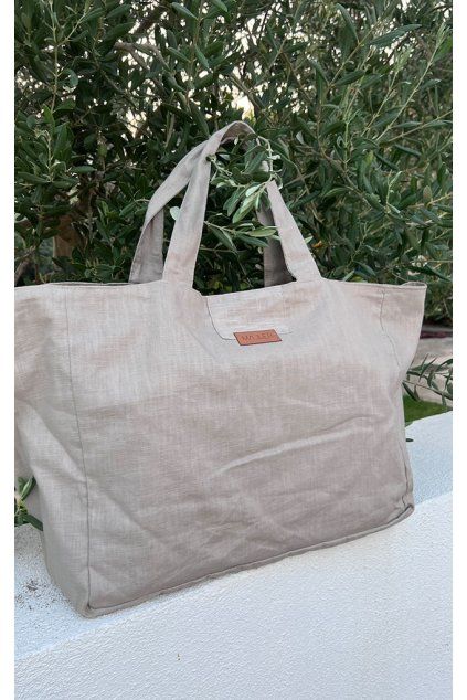 Lněná MAXI taška béžová