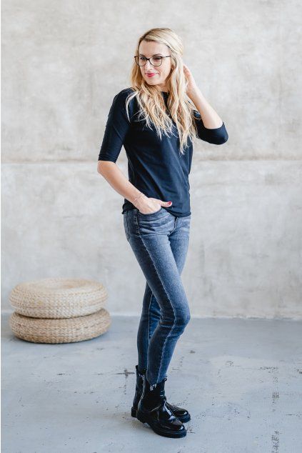 Dámské tričko BASIC LONG 3/4 rukáv black (Velikost XS)