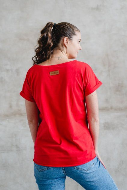 Dámské tričko BASIC ROLL red (Velikost XS)