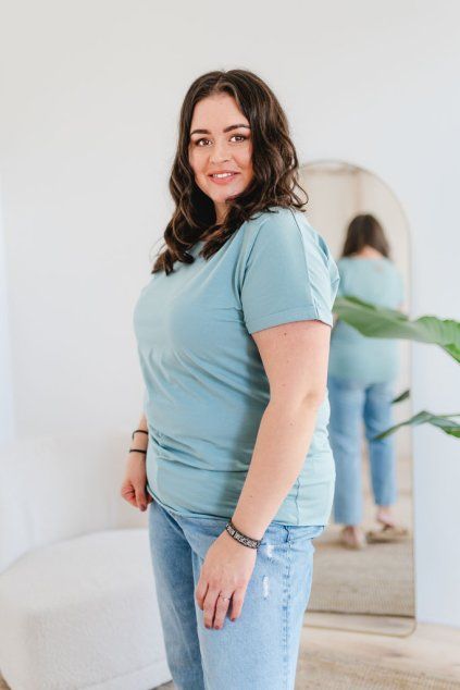 Dámské tričko BASIC ROLL mint (Velikost XS)