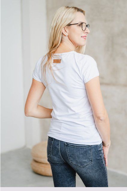 Dámské tričko BASIC "V" white (Velikost XS)