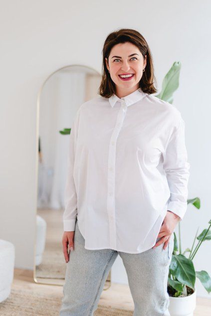 Dámská bavlněná košile OVERSIZE bílá (Velikost XL)