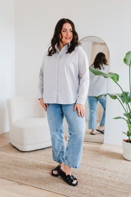 Dámská bavlněná košile OVERSIZE šedá (Velikost XL)
