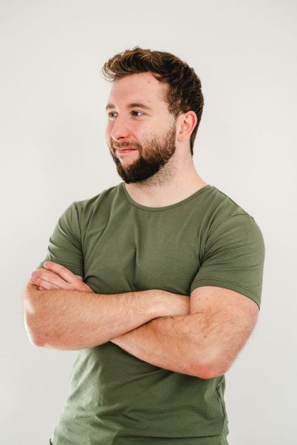 Pánské tričko BASIC kulatý výstřih khaki (Velikost XL)