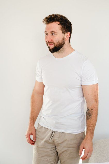 Pánské tričko BASIC kulatý výstřih white (Velikost XXL)