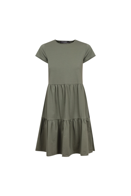 Dámské tričkové šaty s volány BASIC khaki (Velikost XS)