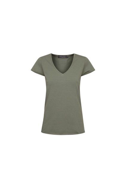 Dámské tričko BASIC "V" khaki (Velikost XS)