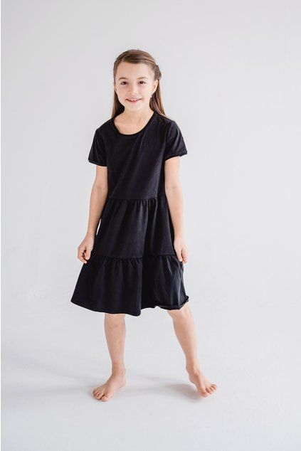Dětské letní tričkové šaty BASIC černé (Velikost 98/104)