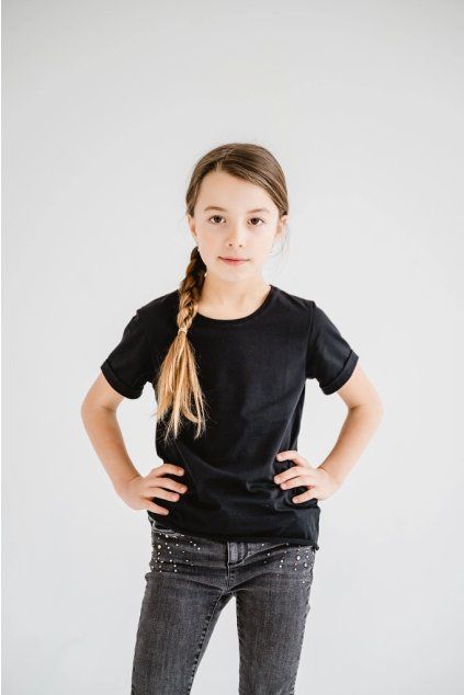 Dětské tričko BASIC ROLL černé (Velikost 98/104)