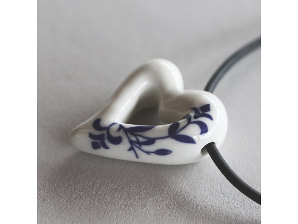 náhrdelník z porcelánu - srdíčko