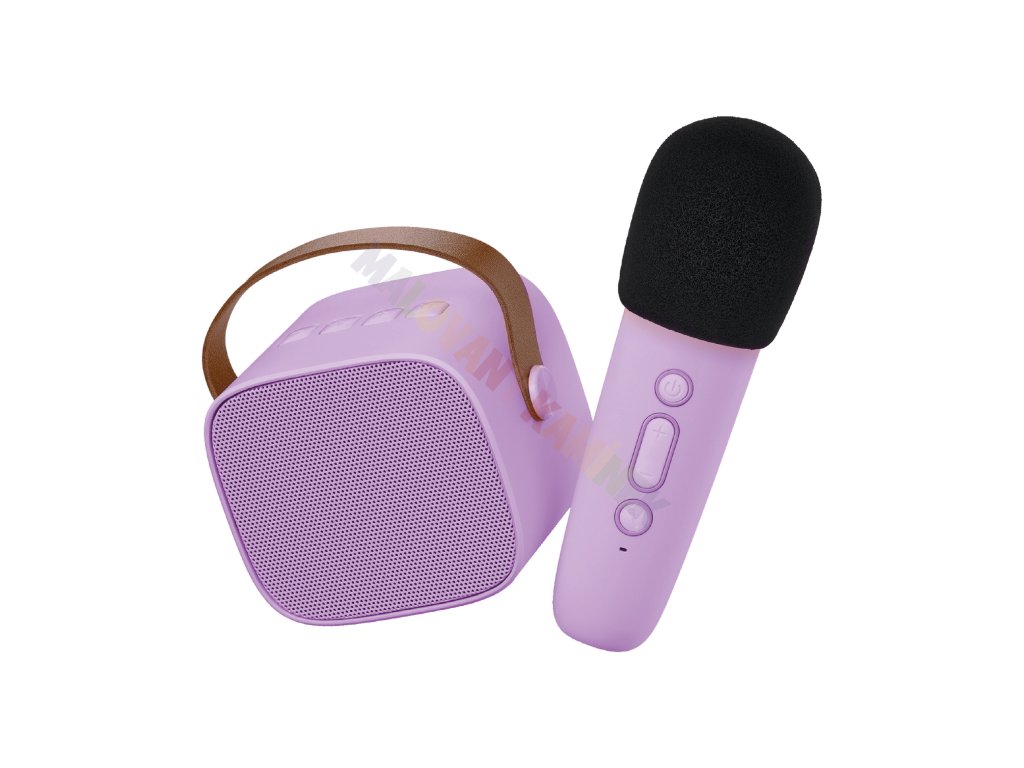 24252 la larma bluetooth karaoke set mikrofon a reproduktor fialovy