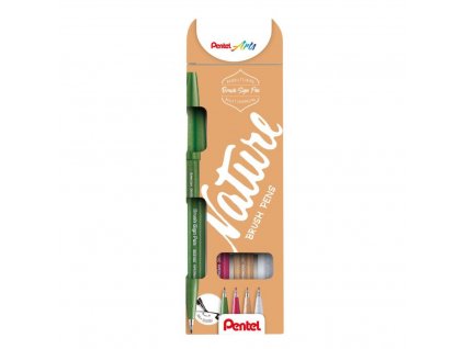 Pentel touch SES15N-4 Natural sada Brush Sign Pen