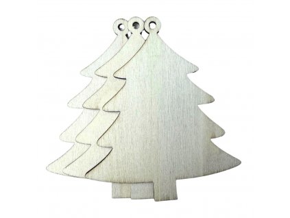 Creatissimo - dřevěný výřez ve tvaru Vánočního stromečku 10 cm sada 3 kusů