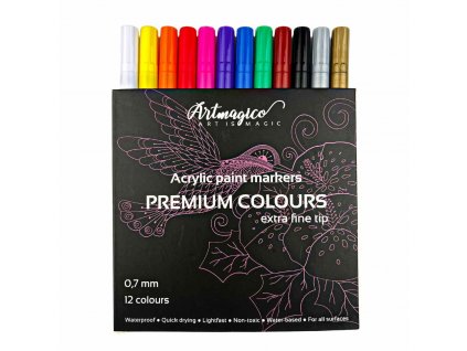 Artmagico Akrylový popisovač s extra jemným hrotem (0,7 mm) 12 ks