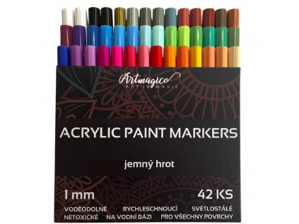 Artmagico Akrylový popisovač s jemným hrotem (1 mm) 42 ks