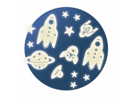 Djeco - Fosforeskující samolepky na zeď - Vesmír