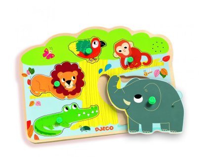 DJECO - Vkládací puzzle - Zvířátka z džungle se zvuky