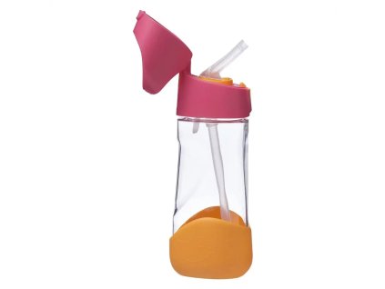 B.box - Lahev na pití s brčkem růžová/oranžová 600 ml