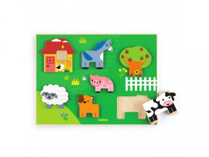 Djeco - Dřevěné puzzle Farm Story