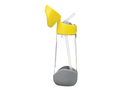 b.Box - Láhev na pití s brčkem 600 ml - žlutá/šedá