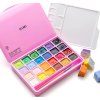 HIMI kvašové barvy - Jelly Cup Gouache Set - 24 Colours + 3 Brushes (Pink Case Edition)