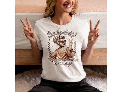 crewneck tee mockup of a woman making peace signs with her hands m37293