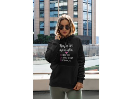 mockup of a woman with a pullover hoodie posing by a tall building 3549 el1 (1)