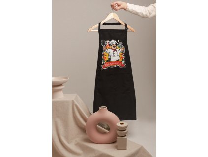 mockup featuring a woman s hand holding a hanger with an apron m23515 (2)
