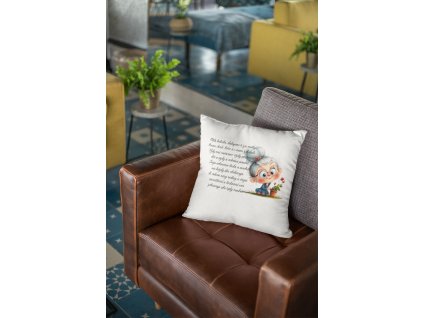 throw pillow mockup lying over a retro leather couch 23555