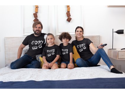 t shirt mockup of a family of four watching tv on a bed 28061 (1)