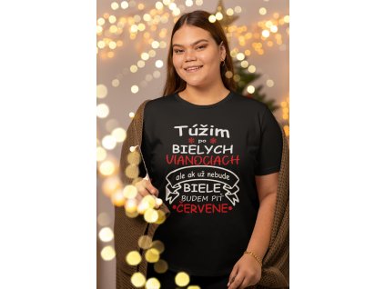 bella canvas t shirt mockup of a woman posing with christmas lights m30414 (1)