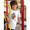 boy with curly hair wearing a tshirt mockup while smiling a17872