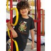boy with curly hair wearing a tshirt mockup while smiling a17872 (2)